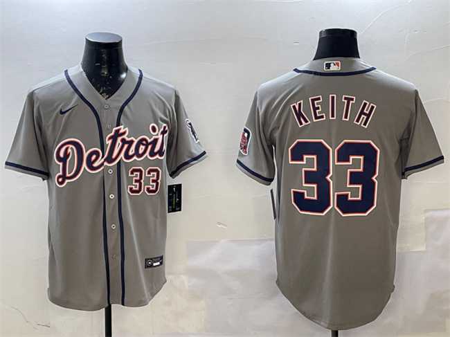 Mens Detroit Tigers #33 Colt Keith Gray Cool Base Stitched Jersey
